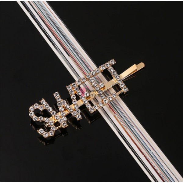Agrafa pentru par metalica cu strasuri AGF006 - SWEET Auriu